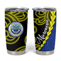 Federated States Of Micronesia FSM Tumbler Cup Pacific Islander Tribal Swirl Geometric Pattern TS04 Black Blue - Polynesian Pride