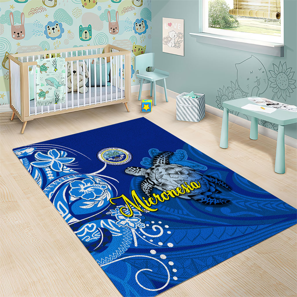 Micronesia Sea Turtle Area Rug Federated States Of Micronesia Tribal Floral Pattern TS04 - Polynesian Pride