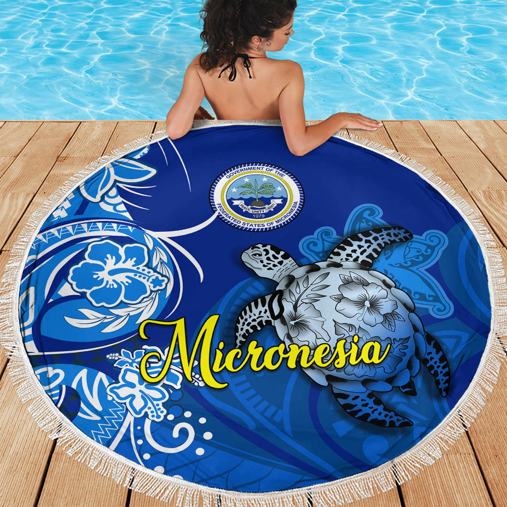 Micronesia Sea Turtle Beach Blanket Federated States Of Micronesia Tribal Floral Pattern TS04 - Polynesian Pride