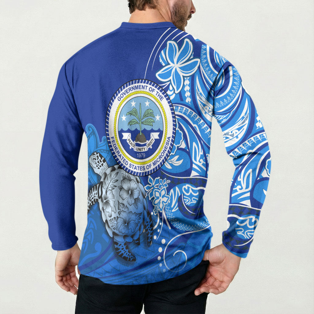 Micronesia Sea Turtle Button Sweatshirt Federated States Of Micronesia Tribal Floral Pattern TS04 - Polynesian Pride