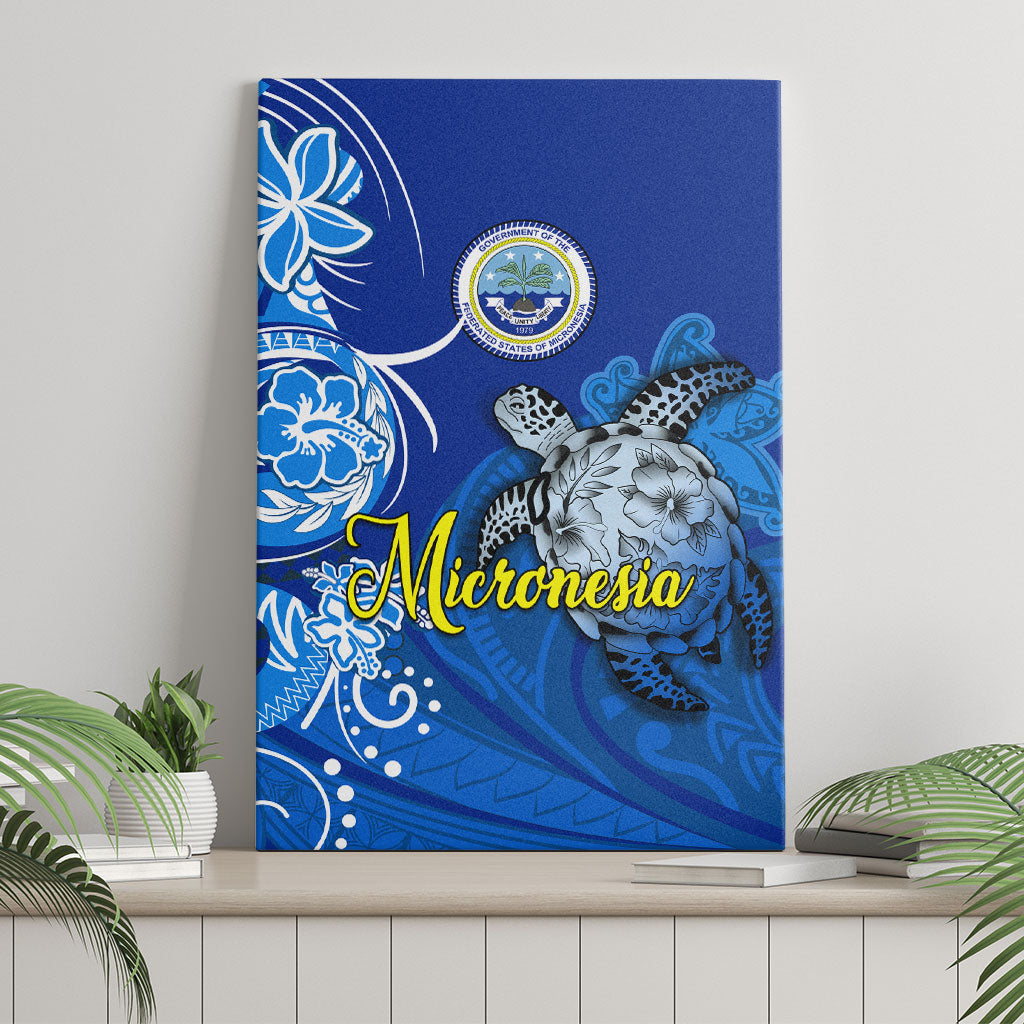 Micronesia Sea Turtle Canvas Wall Art Federated States Of Micronesia Tribal Floral Pattern TS04 - Polynesian Pride