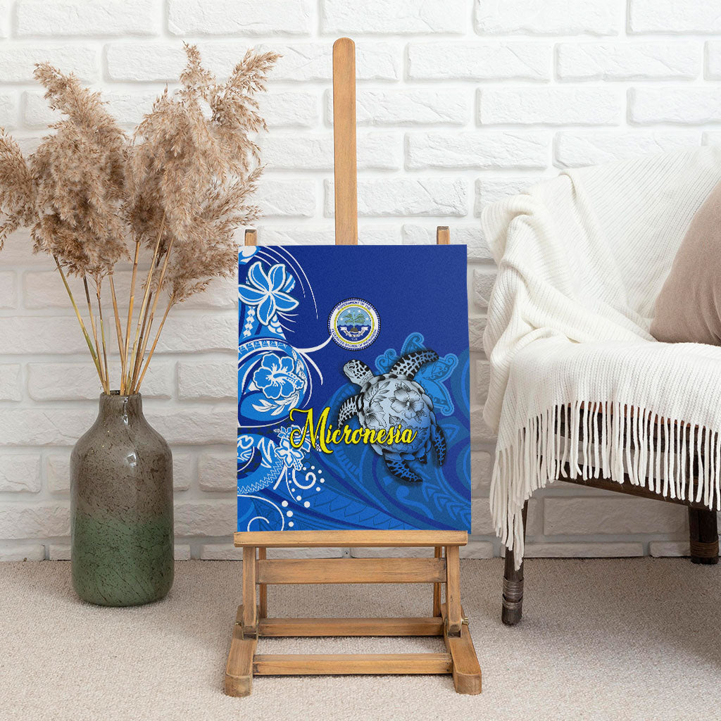 Micronesia Sea Turtle Canvas Wall Art Federated States Of Micronesia Tribal Floral Pattern TS04 - Polynesian Pride