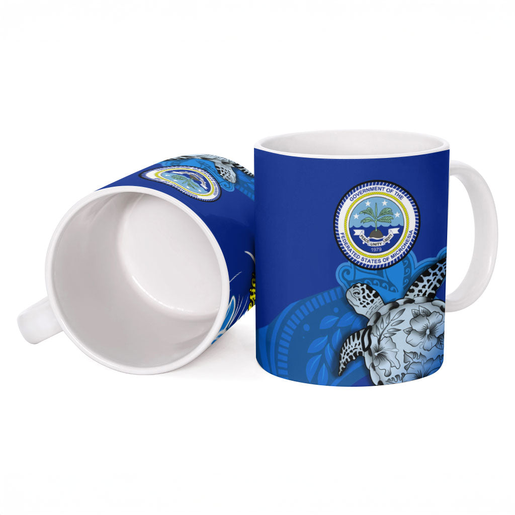 Micronesia Sea Turtle Ceramic Mug Federated States Of Micronesia Tribal Floral Pattern TS04 - Polynesian Pride