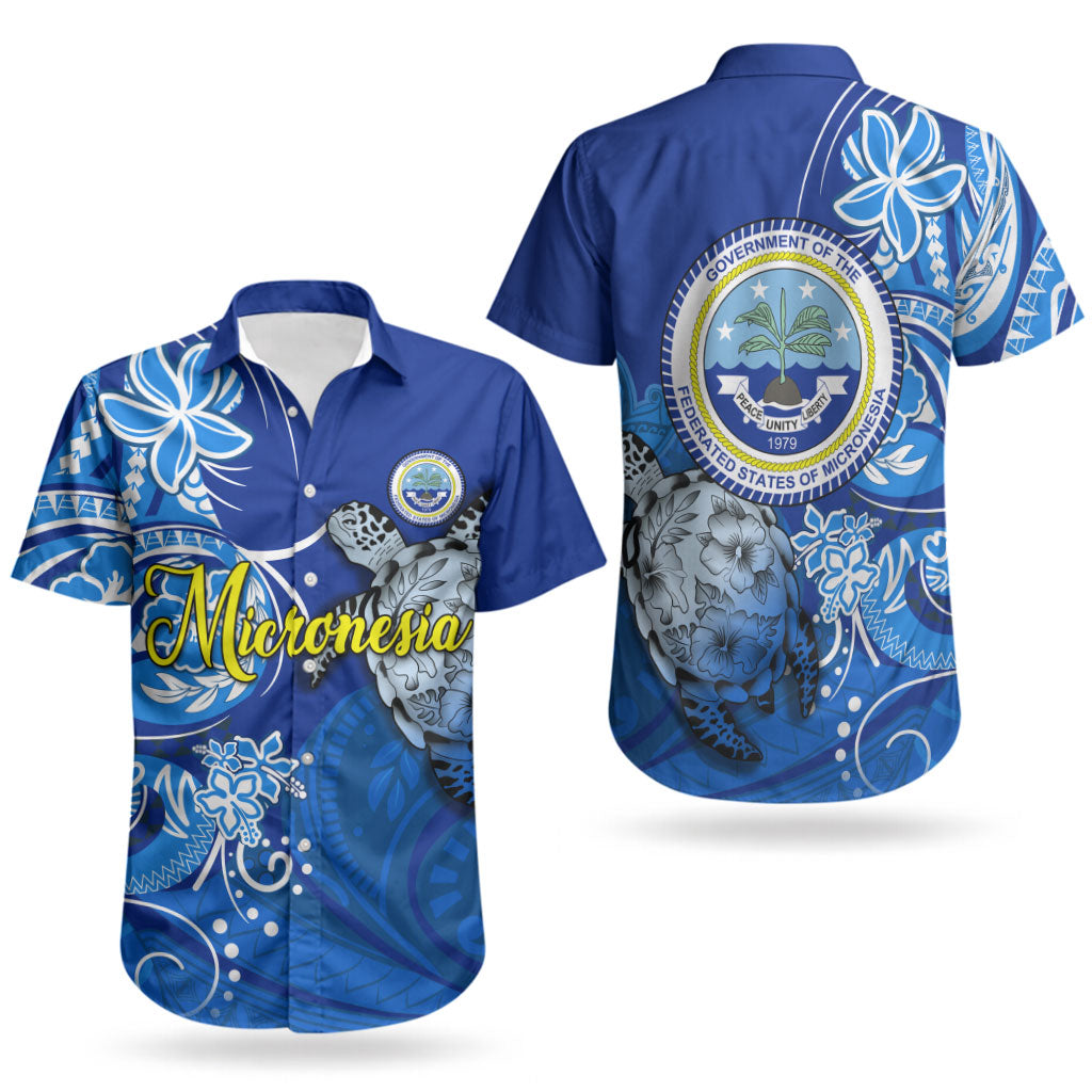 Micronesia Sea Turtle Couples Matching Long Sleeve Bodycon Dress and Hawaiian Shirt Federated States Of Micronesia Tribal Floral Pattern TS04 - Polynesian Pride