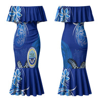 Micronesia Sea Turtle Couples Matching Mermaid Dress and Hawaiian Shirt Federated States Of Micronesia Tribal Floral Pattern TS04 - Polynesian Pride