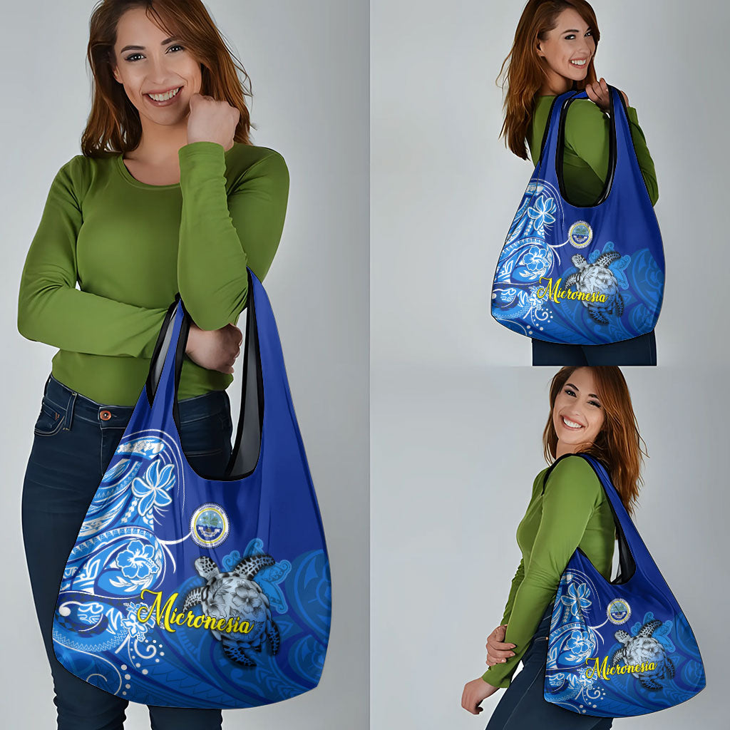 Micronesia Sea Turtle Grocery Bag Federated States Of Micronesia Tribal Floral Pattern TS04 - Polynesian Pride