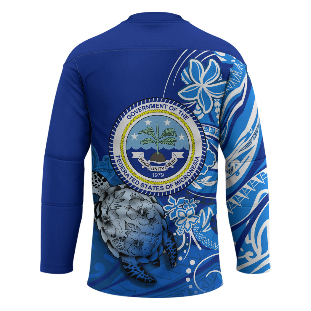 Micronesia Sea Turtle Hockey Jersey Federated States Of Micronesia Tribal Floral Pattern TS04 - Polynesian Pride