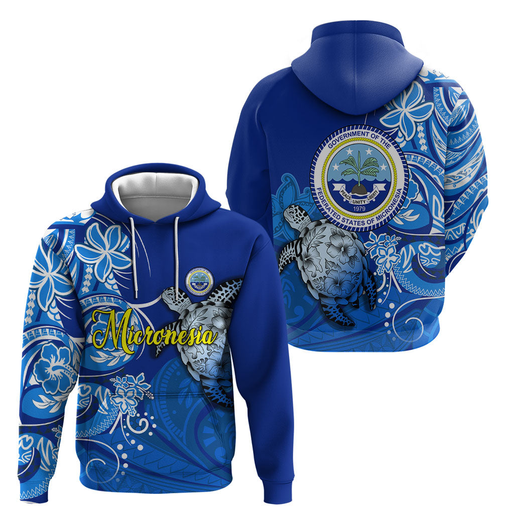 Micronesia Sea Turtle Hoodie Federated States Of Micronesia Tribal Floral Pattern TS04 - Polynesian Pride