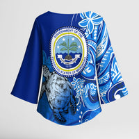 Micronesia Sea Turtle Kimono Sleeve Blouse Federated States Of Micronesia Tribal Floral Pattern TS04 - Polynesian Pride