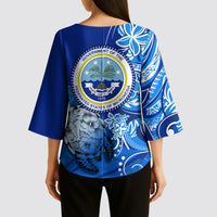 Micronesia Sea Turtle Kimono Sleeve Blouse Federated States Of Micronesia Tribal Floral Pattern TS04 - Polynesian Pride