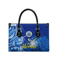 Micronesia Sea Turtle Leather Bag Federated States Of Micronesia Tribal Floral Pattern