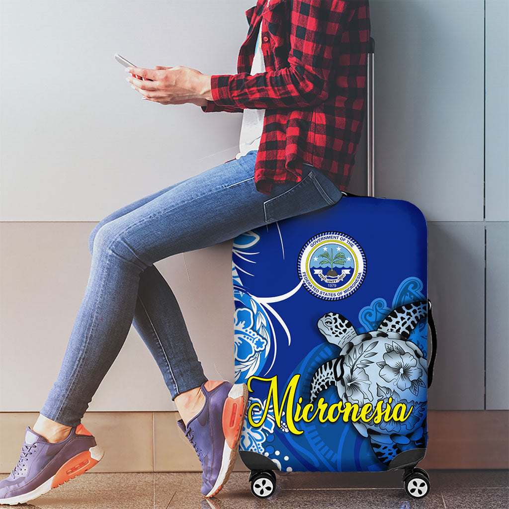 Micronesia Sea Turtle Luggage Cover Federated States Of Micronesia Tribal Floral Pattern TS04 - Polynesian Pride