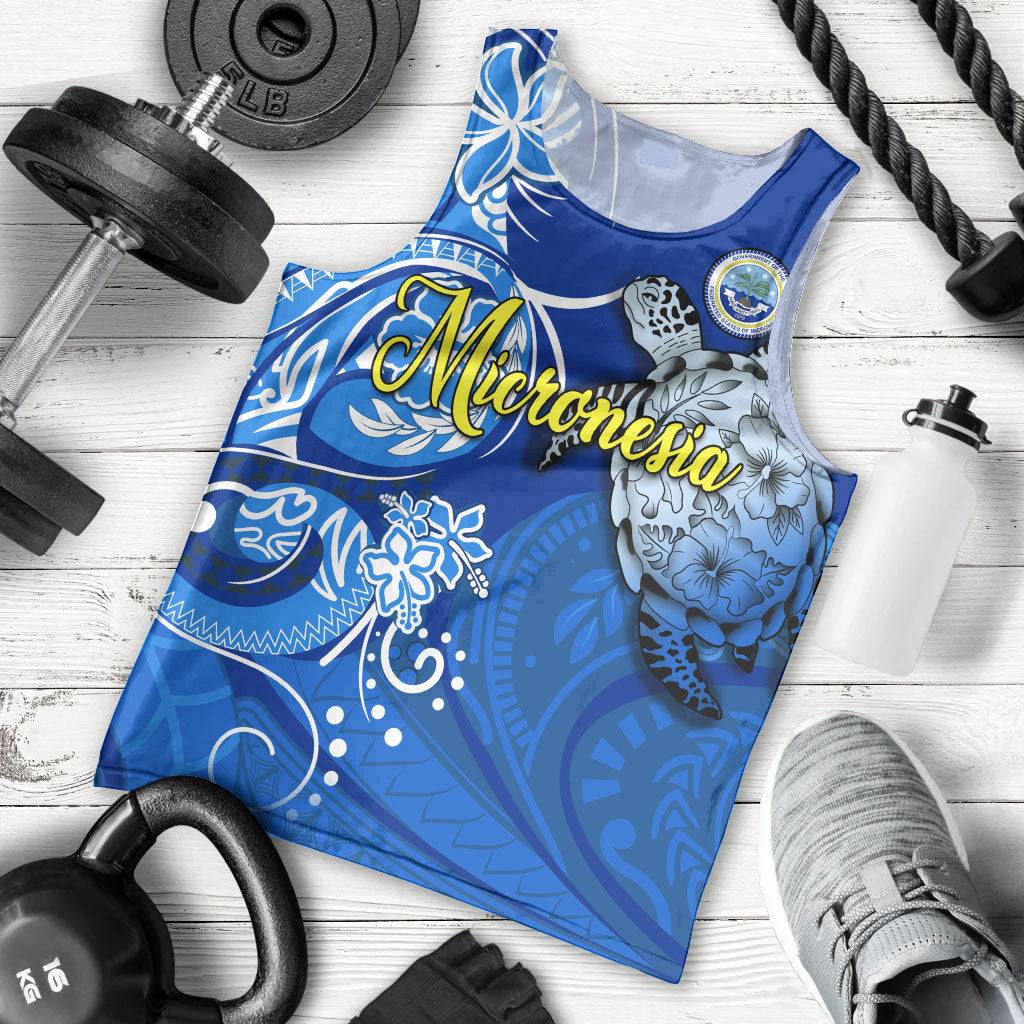 Micronesia Sea Turtle Men Tank Top Federated States Of Micronesia Tribal Floral Pattern