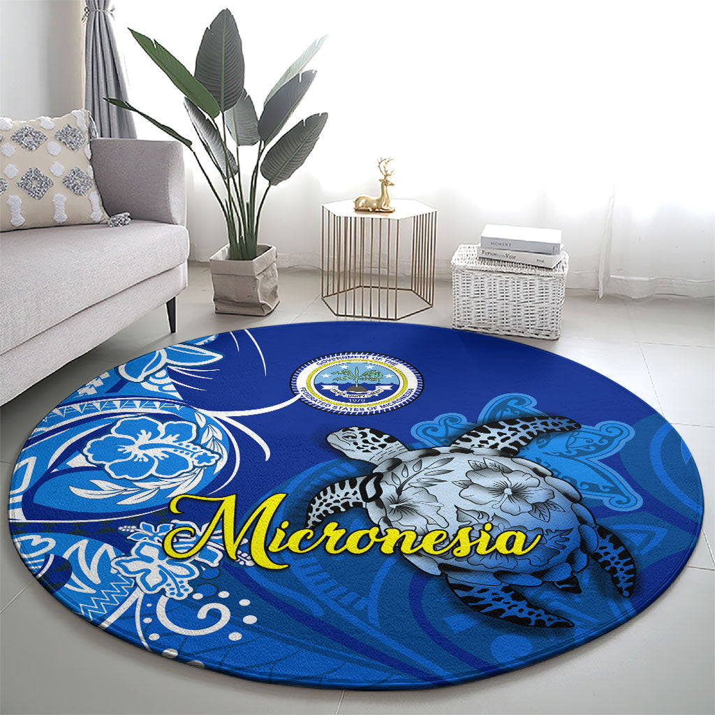 Micronesia Sea Turtle Round Carpet Federated States Of Micronesia Tribal Floral Pattern TS04 - Polynesian Pride