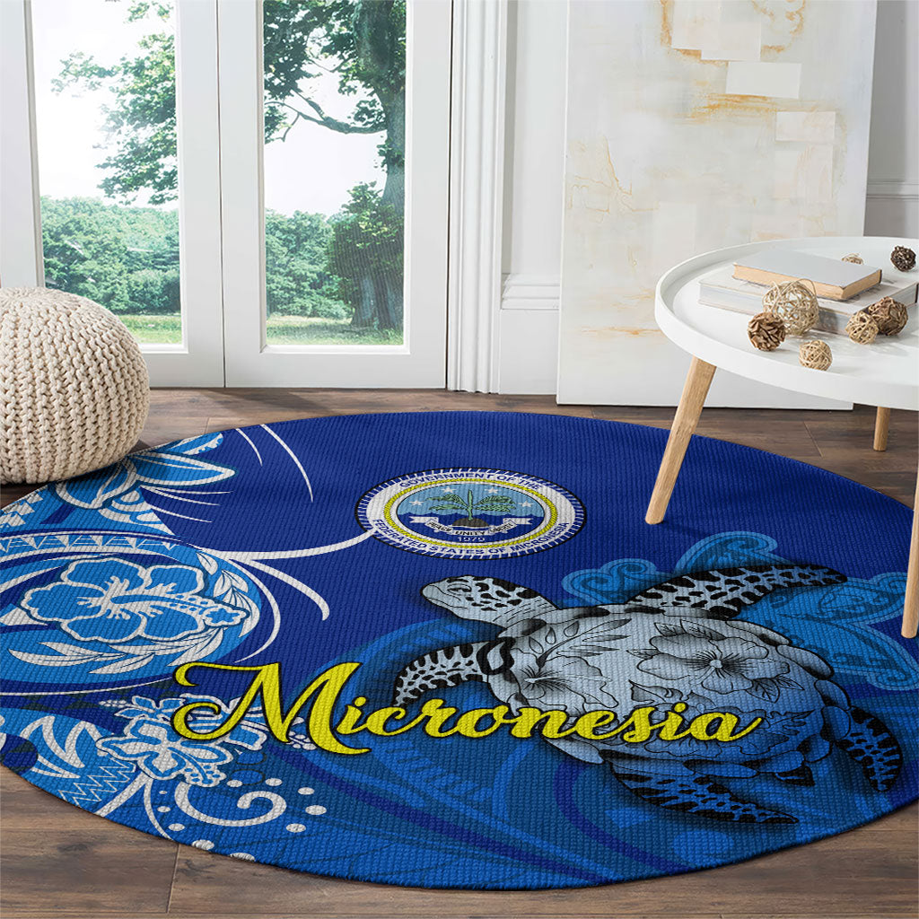 Micronesia Sea Turtle Round Carpet Federated States Of Micronesia Tribal Floral Pattern TS04 - Polynesian Pride