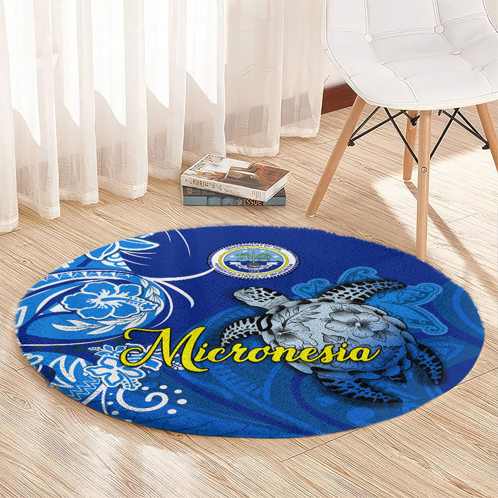 Micronesia Sea Turtle Round Carpet Federated States Of Micronesia Tribal Floral Pattern TS04 - Polynesian Pride