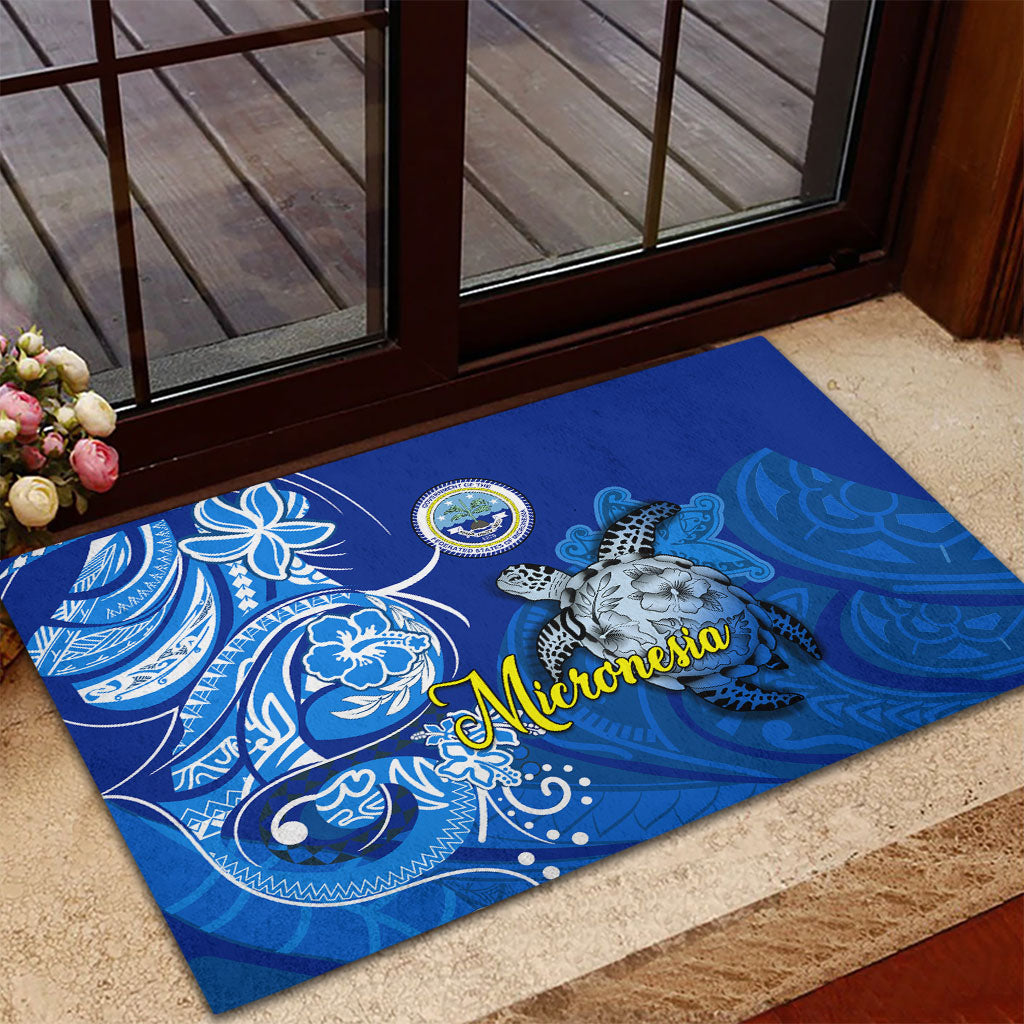 Micronesia Sea Turtle Rubber Doormat Federated States Of Micronesia Tribal Floral Pattern TS04 - Polynesian Pride