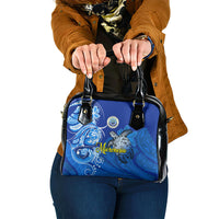 Micronesia Sea Turtle Shoulder Handbag Federated States Of Micronesia Tribal Floral Pattern TS04 One Size Blue White - Polynesian Pride