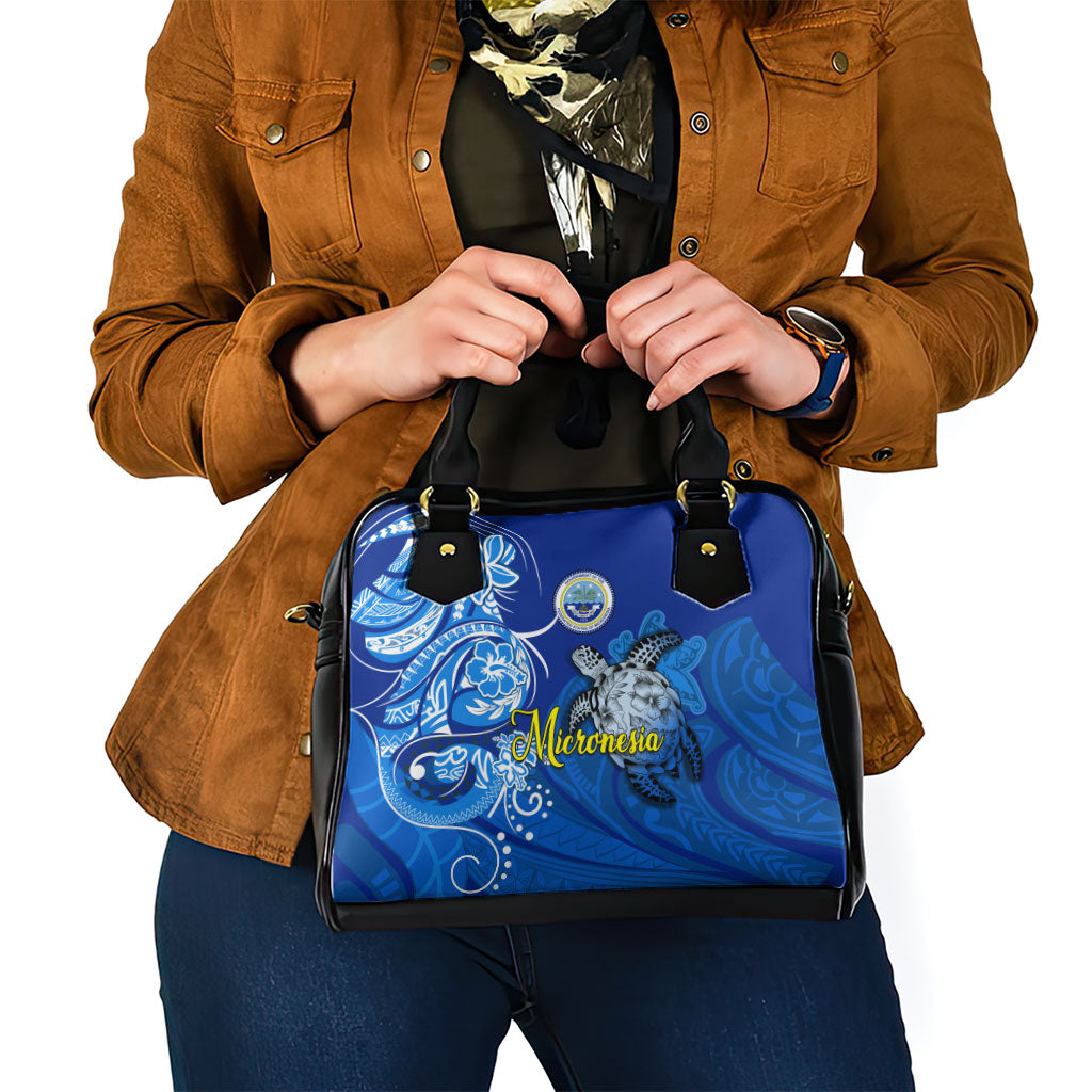 Micronesia Sea Turtle Shoulder Handbag Federated States Of Micronesia Tribal Floral Pattern TS04 - Polynesian Pride