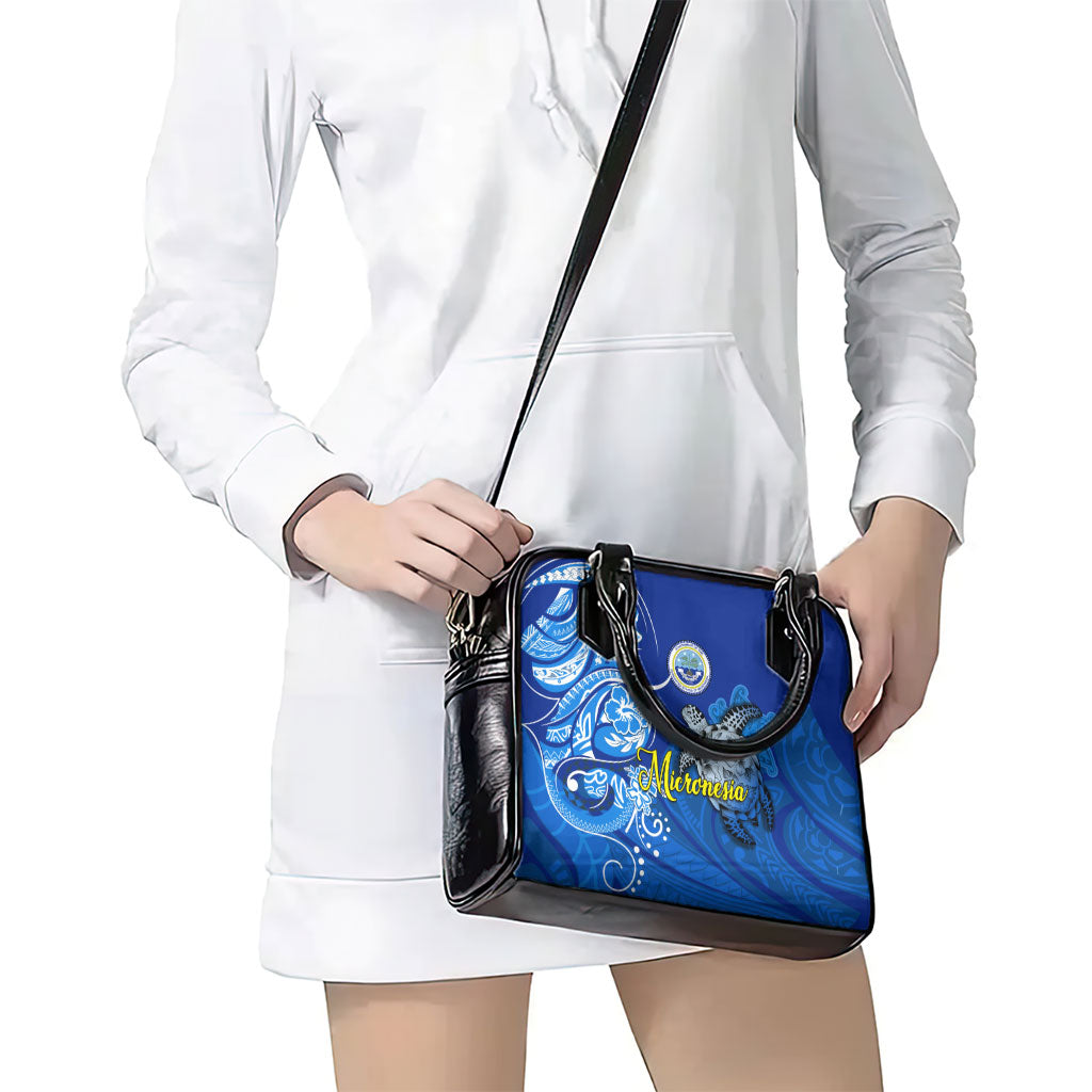 Micronesia Sea Turtle Shoulder Handbag Federated States Of Micronesia Tribal Floral Pattern TS04 - Polynesian Pride