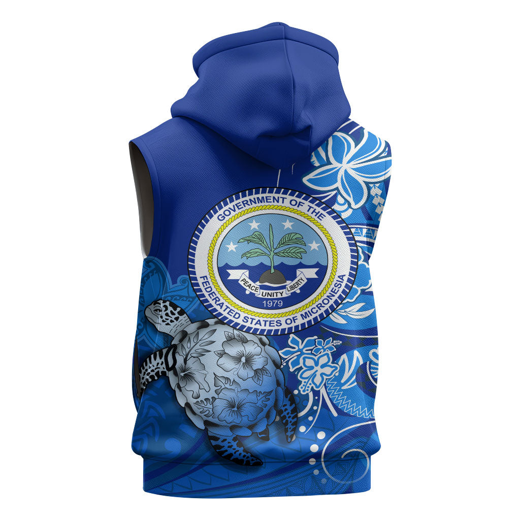 Micronesia Sea Turtle Sleeveless Zip Hoodie Federated States Of Micronesia Tribal Floral Pattern TS04 - Polynesian Pride