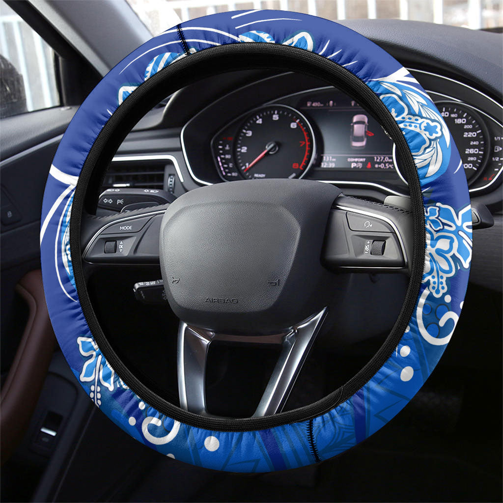 Micronesia Sea Turtle Steering Wheel Cover Federated States Of Micronesia Tribal Floral Pattern TS04 - Polynesian Pride