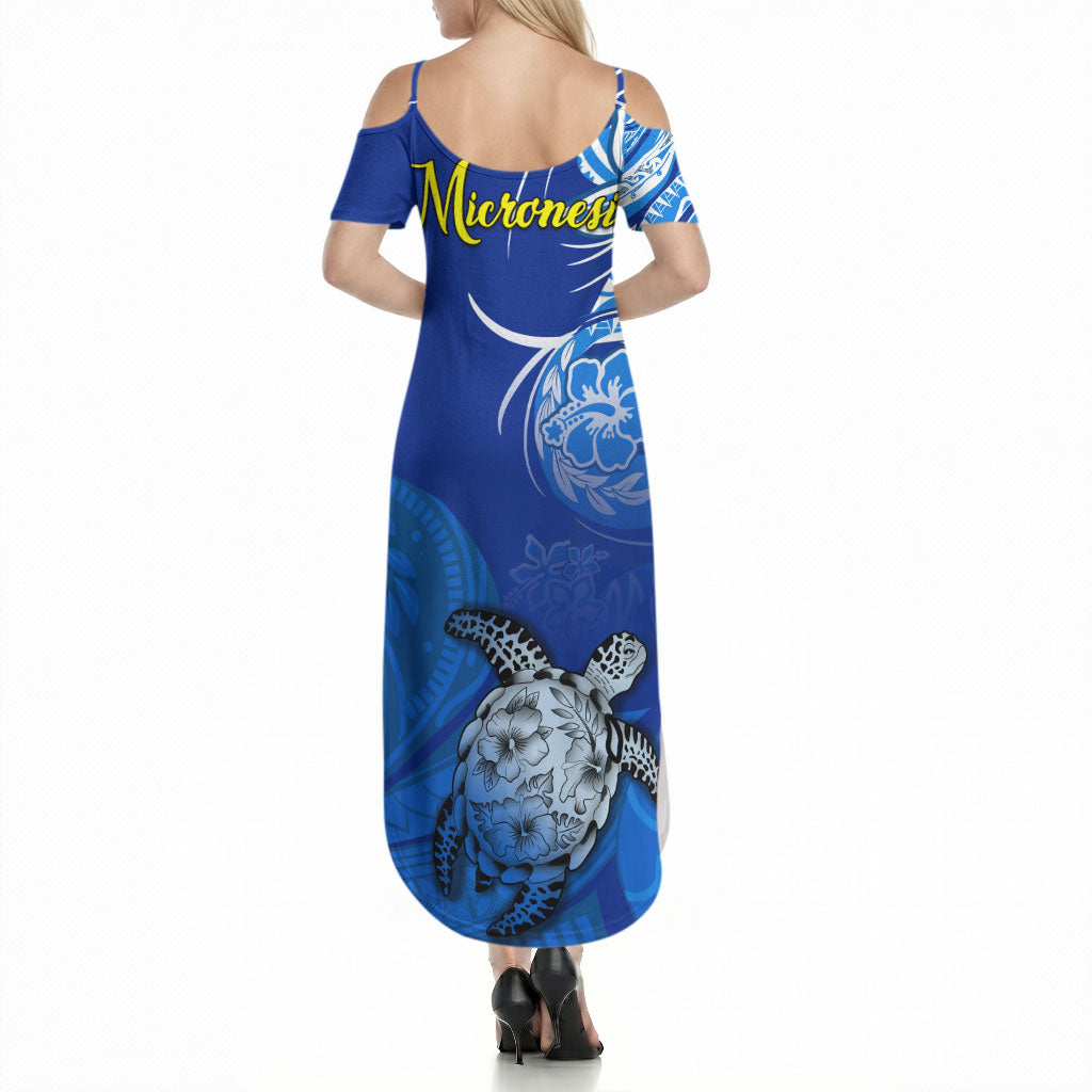 Micronesia Sea Turtle Summer Maxi Dress Federated States Of Micronesia Tribal Floral Pattern TS04 - Polynesian Pride