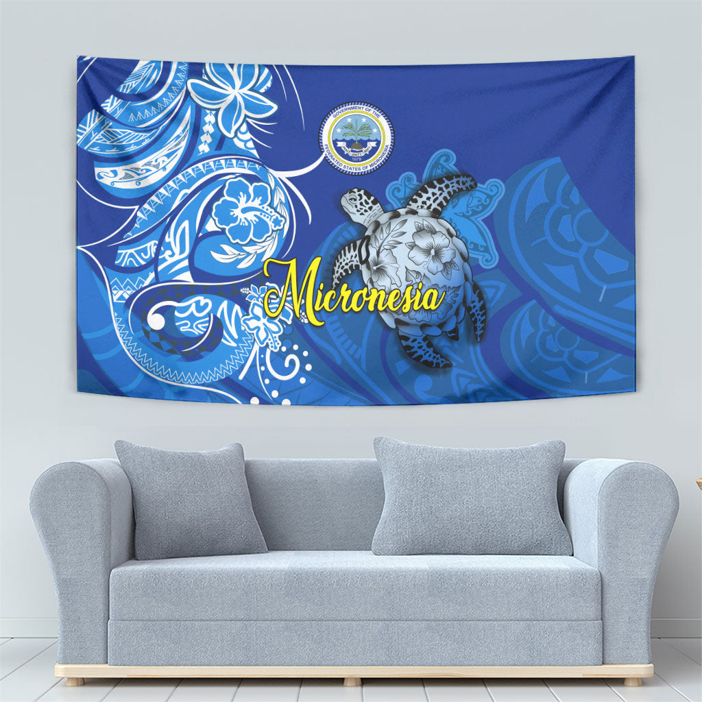 Micronesia Sea Turtle Tapestry Federated States Of Micronesia Tribal Floral Pattern