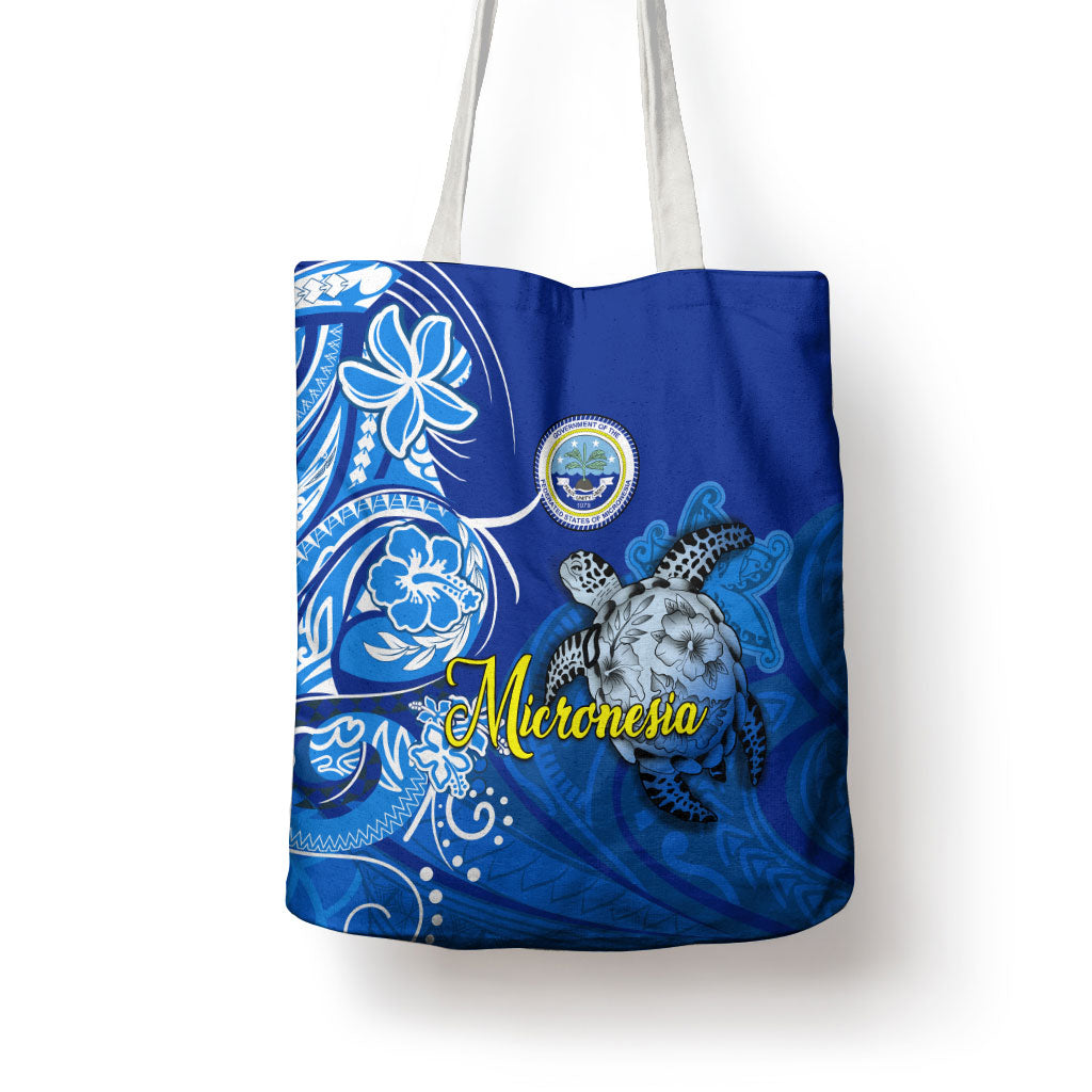 Micronesia Sea Turtle Tote Bag Federated States Of Micronesia Tribal Floral Pattern TS04 - Polynesian Pride