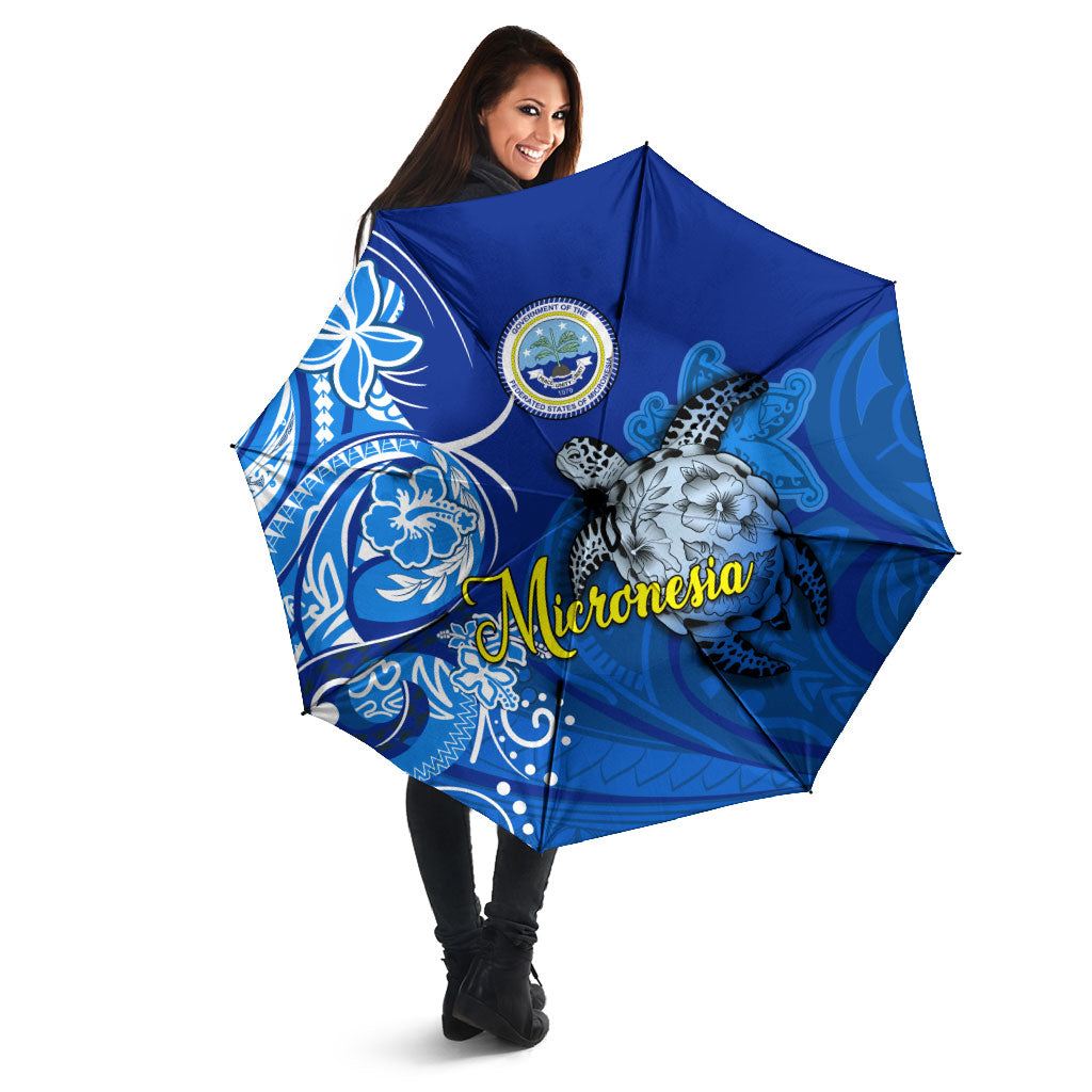 Micronesia Sea Turtle Umbrella Federated States Of Micronesia Tribal Floral Pattern TS04 - Polynesian Pride