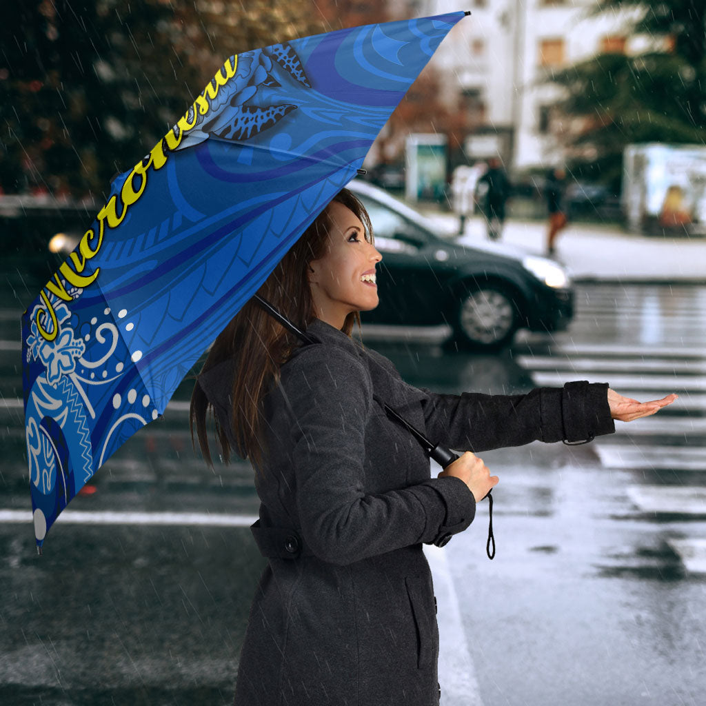 Micronesia Sea Turtle Umbrella Federated States Of Micronesia Tribal Floral Pattern TS04 - Polynesian Pride