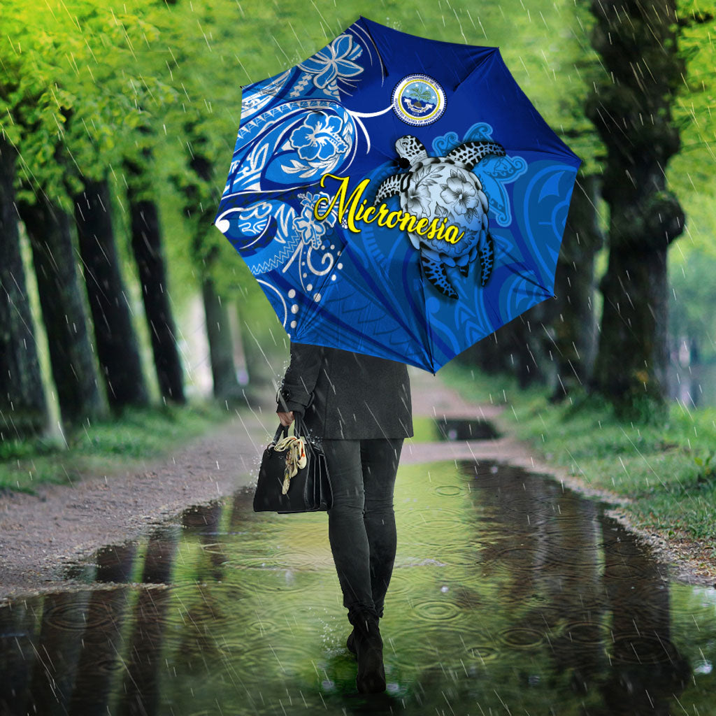 Micronesia Sea Turtle Umbrella Federated States Of Micronesia Tribal Floral Pattern TS04 - Polynesian Pride