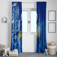 Micronesia Sea Turtle Window Curtain Federated States Of Micronesia Tribal Floral Pattern TS04 - Polynesian Pride