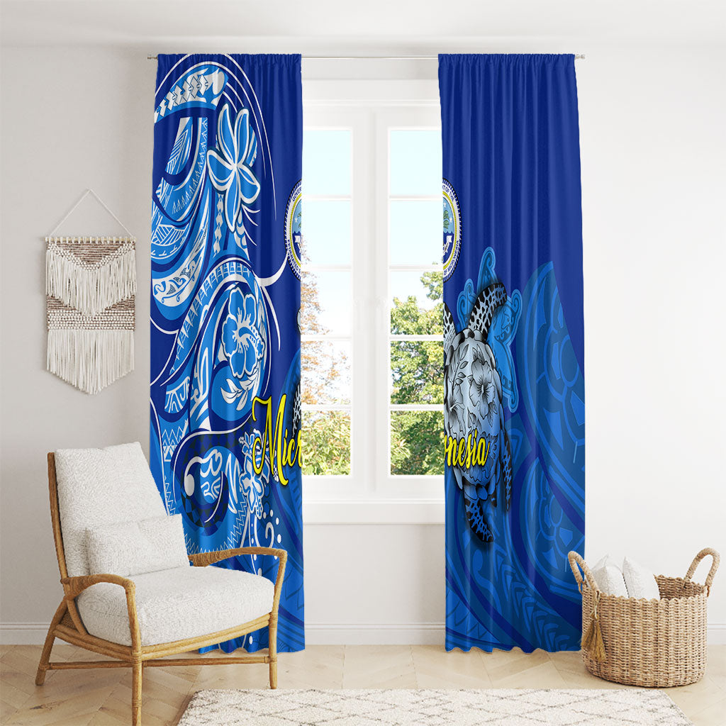 Micronesia Sea Turtle Window Curtain Federated States Of Micronesia Tribal Floral Pattern TS04 - Polynesian Pride