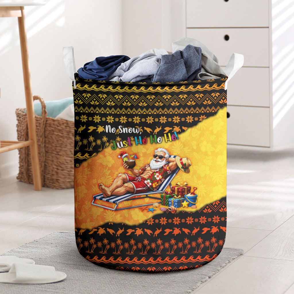 Tropical Christmas In July Santa Claus Laundry Basket Festive Hawaiian With Beach Reindeer Sleigh