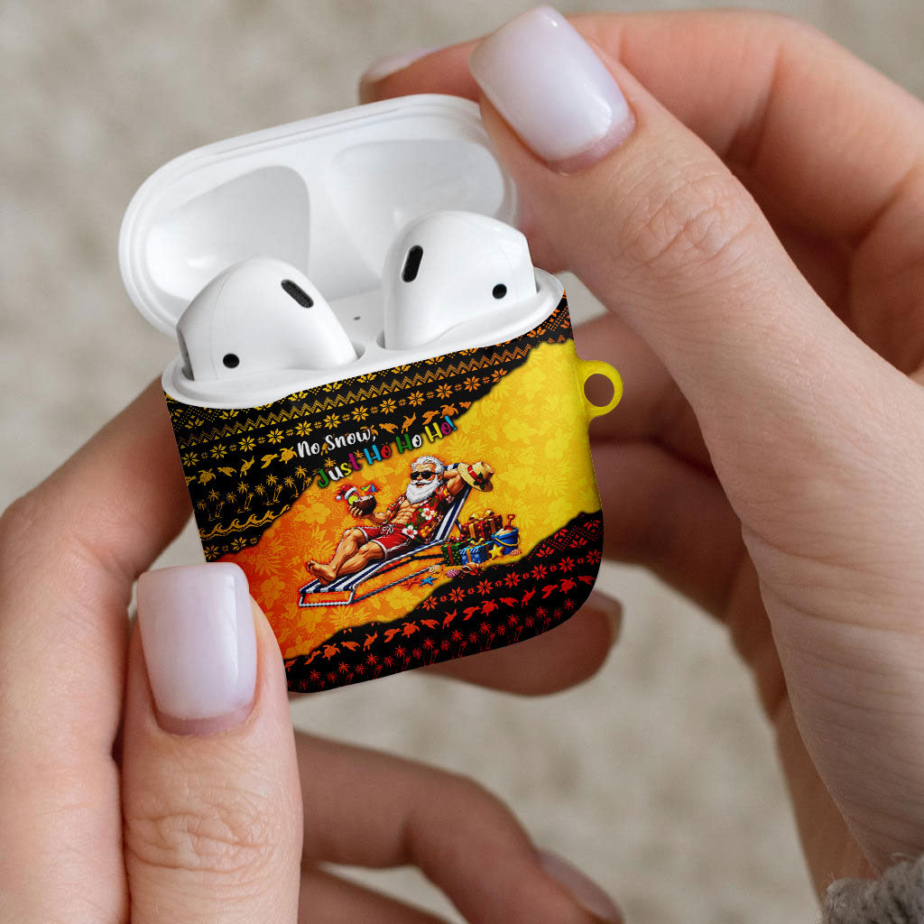 Tropical Christmas In July Santa Claus AirPods Case Festive Hawaiian With Beach Reindeer Sleigh