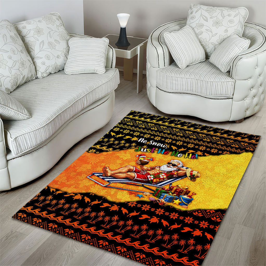 Tropical Christmas In July Santa Claus Area Rug Festive Hawaiian With Beach Reindeer Sleigh