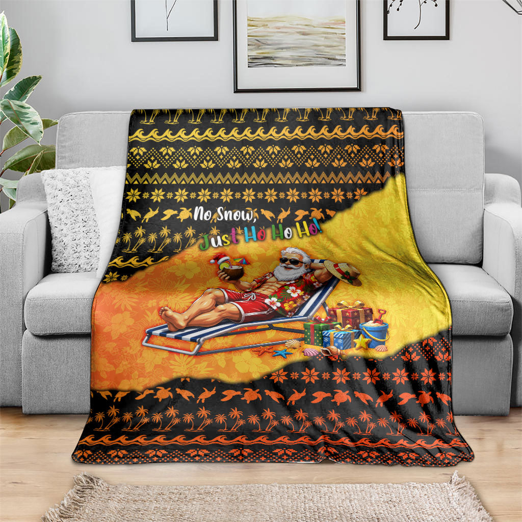 Tropical Christmas In July Santa Claus Blanket Festive Hawaiian With Beach Reindeer Sleigh
