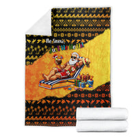 Tropical Christmas In July Santa Claus Blanket Festive Hawaiian With Beach Reindeer Sleigh