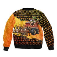 Tropical Christmas In July Santa Claus Bomber Jacket Festive Hawaiian With Beach Reindeer Sleigh