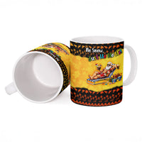 Tropical Christmas In July Santa Claus Ceramic Mug Festive Hawaiian With Beach Reindeer Sleigh