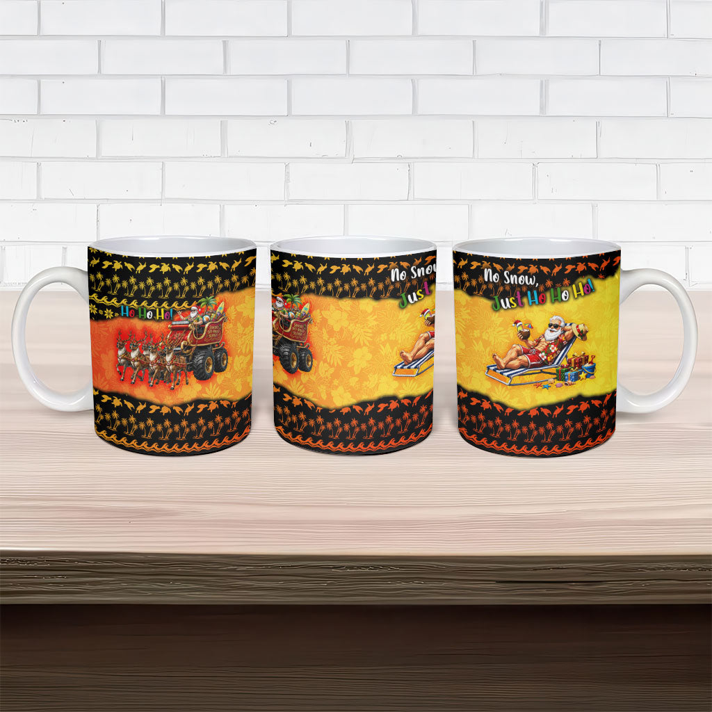 Tropical Christmas In July Santa Claus Ceramic Mug Festive Hawaiian With Beach Reindeer Sleigh