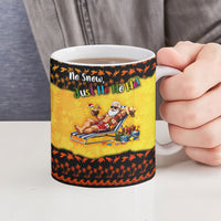 Tropical Christmas In July Santa Claus Ceramic Mug Festive Hawaiian With Beach Reindeer Sleigh