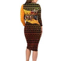 Tropical Christmas In July Santa Claus Family Matching Long Sleeve Bodycon Dress and Hawaiian Shirt Festive Hawaiian With Beach Reindeer Sleigh