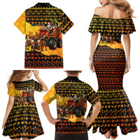 Tropical Christmas In July Santa Claus Family Matching Mermaid Dress and Hawaiian Shirt Festive Hawaiian With Beach Reindeer Sleigh