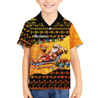 Tropical Christmas In July Santa Claus Family Matching Off Shoulder Maxi Dress and Hawaiian Shirt Festive Hawaiian With Beach Reindeer Sleigh
