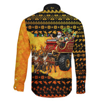 Tropical Christmas In July Santa Claus Family Matching Off Shoulder Short Dress and Hawaiian Shirt Festive Hawaiian With Beach Reindeer Sleigh