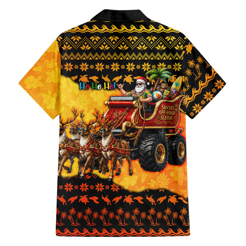 Tropical Christmas In July Santa Claus Family Matching Tank Maxi Dress and Hawaiian Shirt Festive Hawaiian With Beach Reindeer Sleigh