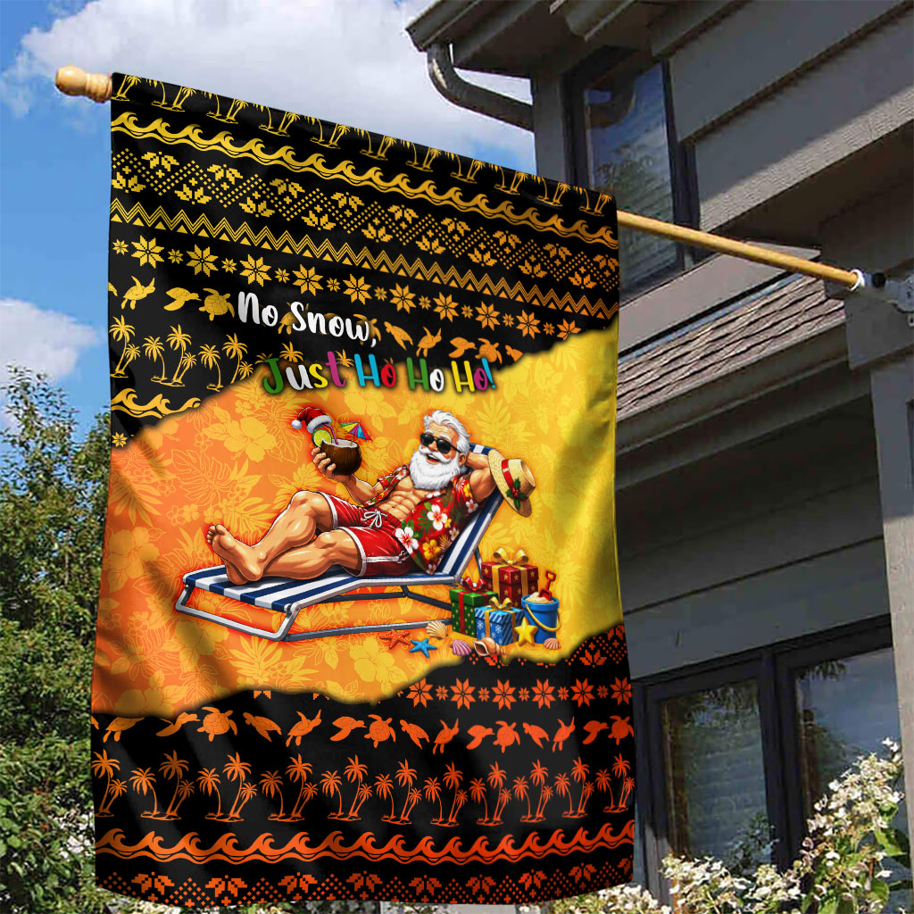 Tropical Christmas In July Santa Claus Garden Flag Festive Hawaiian With Beach Reindeer Sleigh