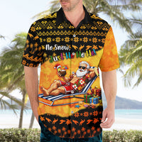 Tropical Christmas In July Santa Claus Hawaiian Shirt Festive Hawaiian With Beach Reindeer Sleigh